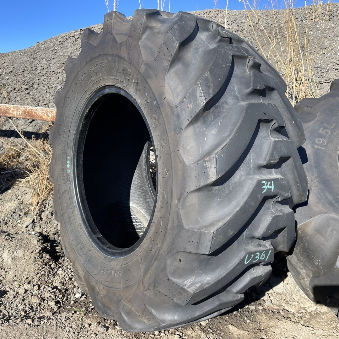 <font color='#da2127' font size ='2'><b>19.5L24 Firestone OTR Tire R-4 All Traction Utility ATU 12-Ply </font></b><br><font size ='1' color='grey'>CONDITION: </font><font size ='2'>Used-Low-Hour<br><font size ='1' color='grey'>TREAD DEPTH:</font><font size ='2'> 34/32nds<br><font size ='1' color='grey'>DETAILS:</font><font size ='2'> Clean<br><font size ='1' color='grey'>REF #:</font><font size ='2'> U361<br><font size ='1' color='grey'>LOCATION:</font><font size ='2'> San Jacinto, CA