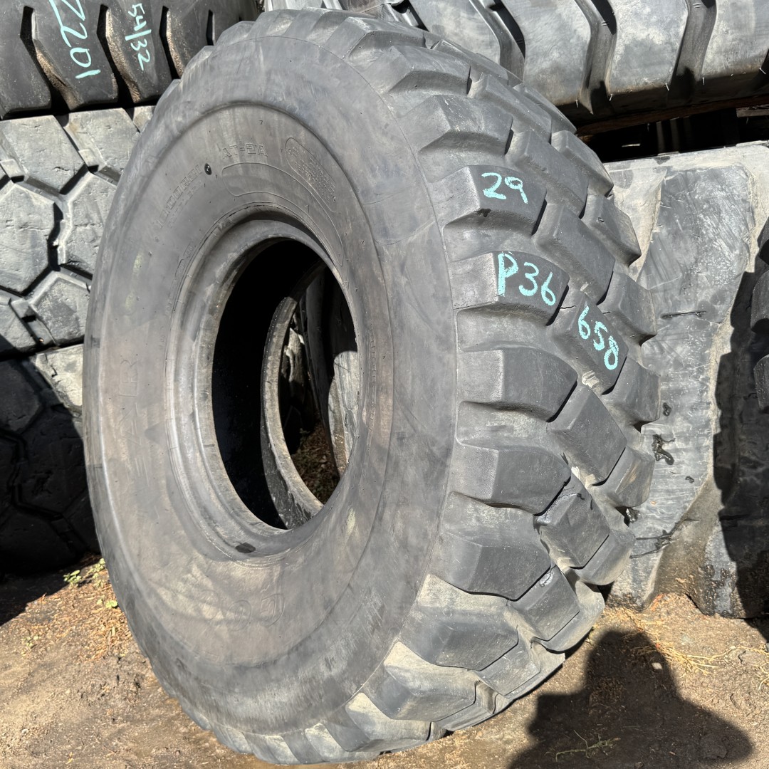<font color='#da2127' font size ='2'><b>16.00R21 Goodyear OTR Tire E-3 L-3 G-3 AT2A AT-2A M </font></b><br><font size ='1' color='grey'>CONDITION: </font><font size ='2'>Used <br><font size ='1' color='grey'>TREAD DEPTH:</font><font size ='2'> 33/32nds<br><font size ='1' color='grey'>DETAILS:</font><font size ='2'> Clean, 1-Balance Pad<br><font size ='1' color='grey'>REF #:</font><font size ='2'> P36658<br><font size ='1' color='grey'>LOCATION:</font><font size ='2'> San Jacinto, CA