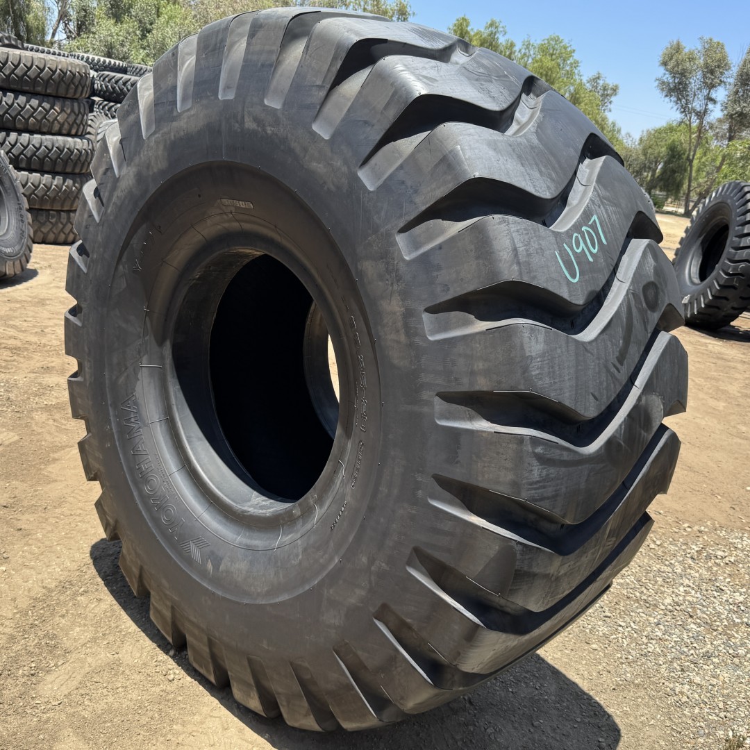 <font color='#da2127' font size ='2'><b>33.25X29 Yokohama OTR Tire E-3 L-3 G-3 IND-3 Y67 38-Ply </font></b><br><font size ='1' color='grey'>CONDITION: </font><font size ='2'>New<br><font size ='1' color='grey'>TREAD DEPTH:</font><font size ='2'>  58/32nds<br><font size ='1' color='grey'>DETAILS:</font><font size ='2'> Unused<br><font size ='1' color='grey'>REF #:</font><font size ='2'> U907<br><font size ='1' color='grey'>LOCATION:</font><font size ='2'> San Jacinto, CA