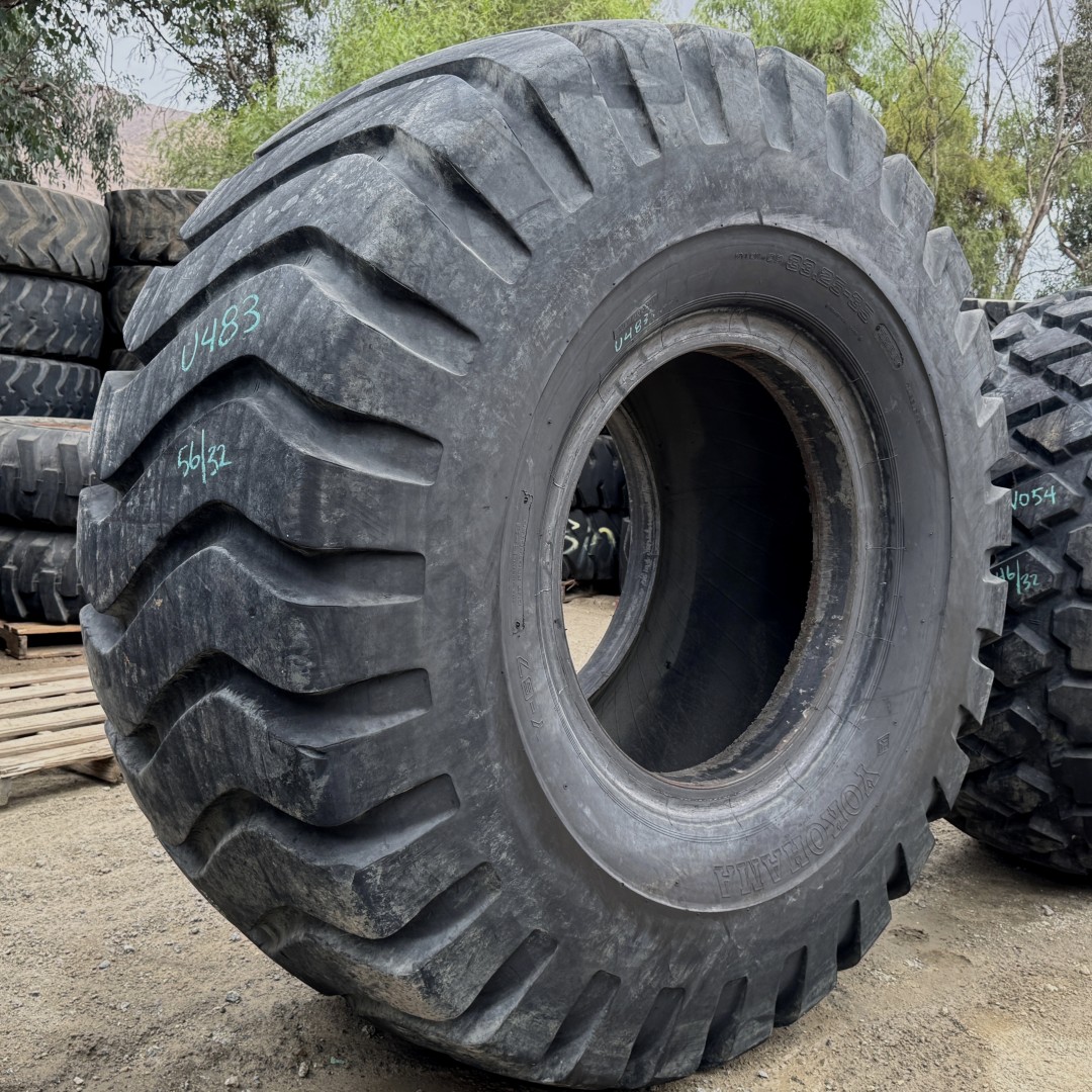 <font color='#da2127' font size ='2'><b>33.25X35 Yokohama OTR Tire E-3 L-3 G-3 IND-3 Y67 32-Ply </font></b><br><font size ='1' color='grey'>CONDITION: </font><font size ='2'>Used<br><font size ='1' color='grey'>TREAD DEPTH:</font><font size ='2'> 56/32nds<br><font size ='1' color='grey'>DETAILS:</font><font size ='2'> Clean<br><font size ='1' color='grey'>REF #:</font><font size ='2'> U483<br><font size ='1' color='grey'>LOCATION:</font><font size ='2'> San Jacinto, CA