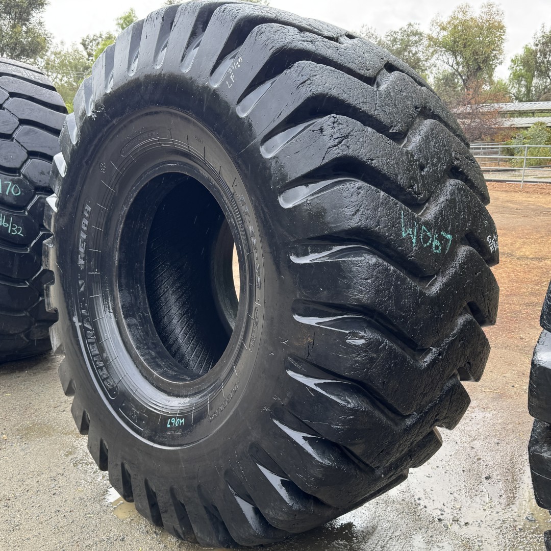 <font color='#da2127' font size ='2'><b>37.25X35 General OTR Tire E-3 L-3 TE188 42-Ply </font></b><br><font size ='1' color='grey'>CONDITION: </font><font size ='2'>Used<br><font size ='1' color='grey'>TREAD DEPTH:</font><font size ='2'> 56/32nds<br><font size ='1' color='grey'>DETAILS:</font><font size ='2'> Clean, 2022<br><font size ='1' color='grey'>REF #:</font><font size ='2'> W067<br><font size ='1' color='grey'>LOCATION:</font><font size ='2'> San Jacinto, CA