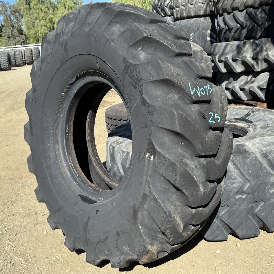 <font color='#da2127' font size ='2'><b>16.00X24 Firestone OTR Tire G-2 SGG RB Super Ground Grip 16-Ply </font></b><br><font size ='1' color='grey'>CONDITION: </font><font size ='2'>Used<br><font size ='1' color='grey'>TREAD DEPTH:</font><font size ='2'> 25/32nds<br><font size ='1' color='grey'>DETAILS:</font><font size ='2'> Clean, Old<br><font size ='1' color='grey'>REF #:</font><font size ='2'> W075<br><font size ='1' color='grey'>LOCATION:</font><font size ='2'> San Jacinto, CA