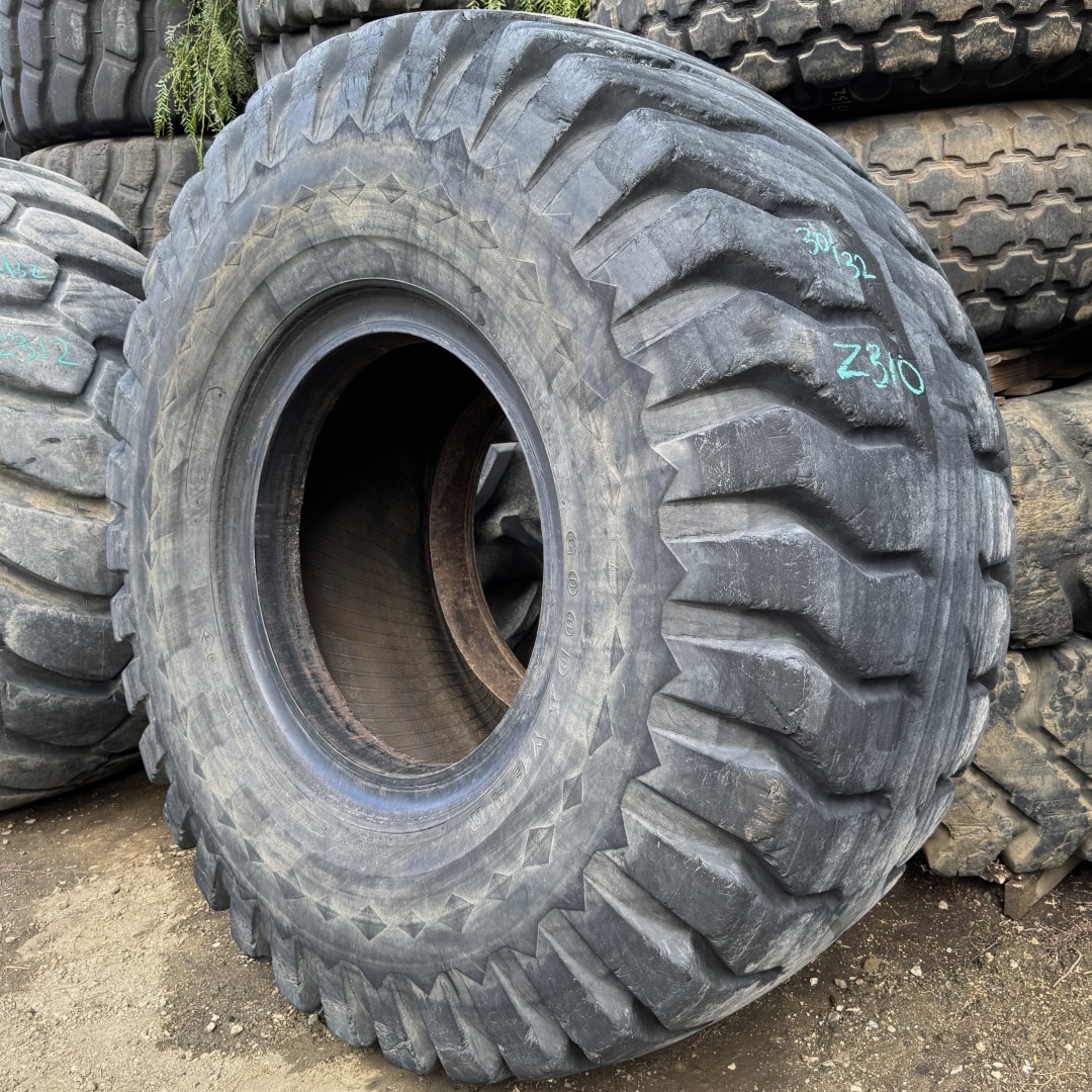 <font color='#da2127' font size ='2'><b>33.25X35 Goodyear OTR Tire E-3 L-3 SHRL8 Super Hard Rock Lug 8 32-Ply </font></b><br><font size ='1' color='grey'>CONDITION: </font><font size ='2'>Used<br><font size ='1' color='grey'>TREAD DEPTH:</font><font size ='2'> 30/32nds<br><font size ='1' color='grey'>DETAILS:</font><font size ='2'> Clean, One Worn Sidewall, Minor Shoulder Cracks<br><font size ='1' color='grey'>REF #:</font><font size ='2'> Z310<br><font size ='1' color='grey'>LOCATION:</font><font size ='2'> San Jacinto, CA