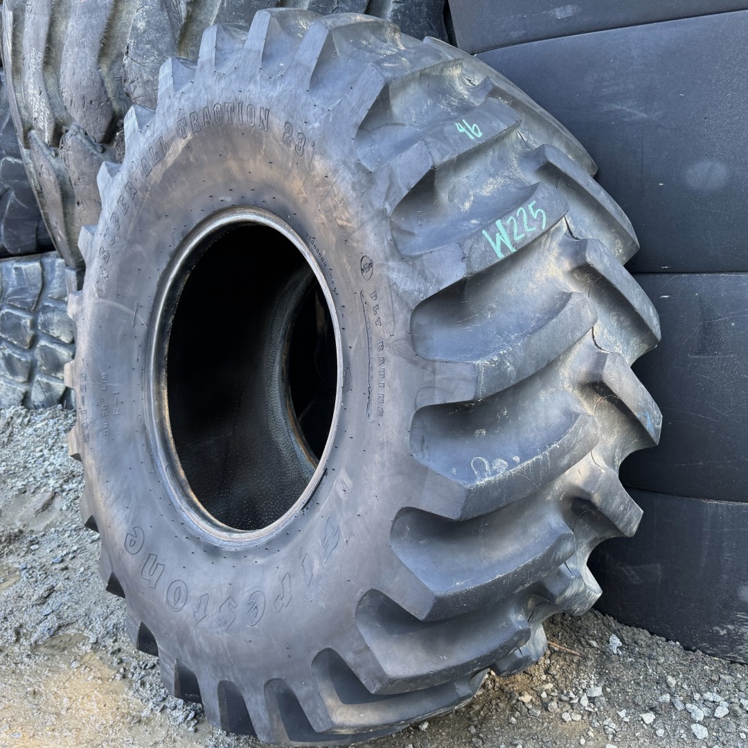 <font color='#da2127' font size ='2'><b>23.1X26 Firestone OTR Tire R-1 All Traction 23? 8-Ply </font></b><br><font size ='1' color='grey'>CONDITION: </font><font size ='2'>Used<br><font size ='1' color='grey'>TREAD DEPTH:</font><font size ='2'> 46/32nds<br><font size ='1' color='grey'>DETAILS:</font><font size ='2'> Clean, 2-Nail Patches<br><font size ='1' color='grey'>REF #:</font><font size ='2'> W225<br><font size ='1' color='grey'>LOCATION:</font><font size ='2'> San Jacinto, CA