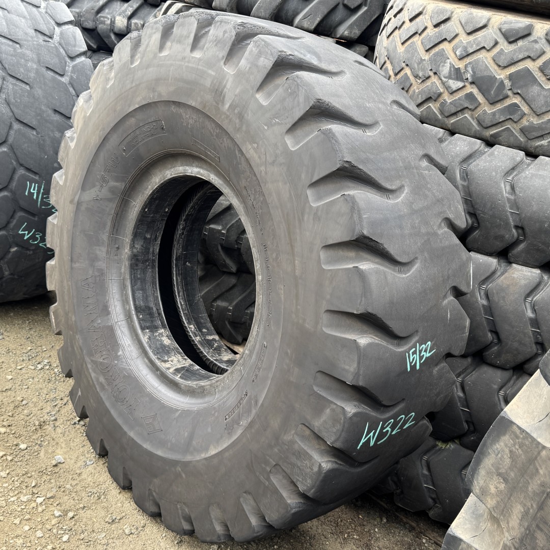 <font color='#da2127' font size ='2'><b>18.00X25 Yokohama OTR Tire IND-3 L-3 Y67W 40-Ply </font></b><br><font size ='1' color='grey'>CONDITION: </font><font size ='2'>Used<br><font size ='1' color='grey'>TREAD DEPTH:</font><font size ='2'> 15/32nds<br><font size ='1' color='grey'>DETAILS:</font><font size ='2'> Clean<br><font size ='1' color='grey'>REF #:</font><font size ='2'> W322<br><font size ='1' color='grey'>LOCATION:</font><font size ='2'> San Jacinto, CA