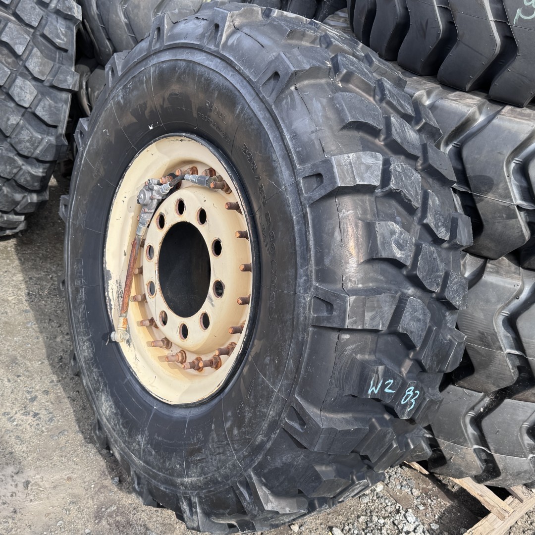 <font color='#da2127' font size ='2'><b>395/85R20 Michelin OTR Tire M-3 Off-Road XML Military 14-Ply </font></b><br><font size ='1' color='grey'>CONDITION: </font><font size ='2'>New<br><font size ='1' color='grey'>TREAD DEPTH:</font><font size ='2'> 28/32nds<br><font size ='1' color='grey'>DETAILS:</font><font size ='2'> Clean, On Double Bevel Rim, 2011<br><font size ='1' color='grey'>REF #:</font><font size ='2'> W283<br><font size ='1' color='grey'>LOCATION:</font><font size ='2'> San Jacinto, CA