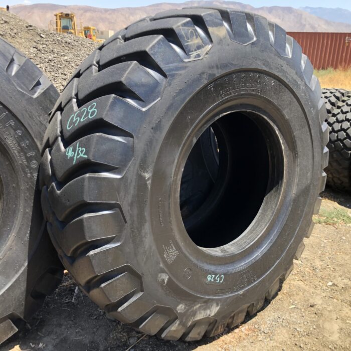 <font color='#da2127' font size ='2'><b>29.5X35 Firestone OTR Tire E-3 L-3 SRG Super Rock Grip 34-Ply </font></b><br><font size ='1' color='grey'>CONDITION: </font><font size ='2'>Used<br><font size ='1' color='grey'>TREAD DEPTH:</font><font size ='2'>  46/32nds<br><font size ='1' color='grey'>DETAILS:</font><font size ='2'> Clean<br><font size ='1' color='grey'>REF #:</font><font size ='2'> C528<br><font size ='1' color='grey'>LOCATION:</font><font size ='2'> Erie, PA