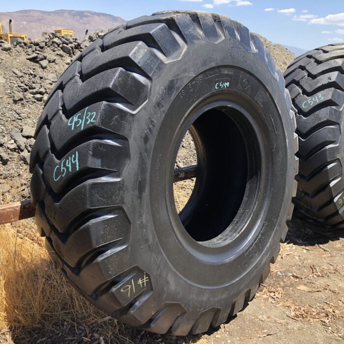 <font color='#da2127' font size ='2'><b>29.5X35 Firestone OTR Tire E-3 L-3 SRG Super Rock Grip 34-Ply </font></b><br><font size ='1' color='grey'>CONDITION: </font><font size ='2'>Used<br><font size ='1' color='grey'>TREAD DEPTH:</font><font size ='2'>  45/32nds<br><font size ='1' color='grey'>DETAILS:</font><font size ='2'> Clean<br><font size ='1' color='grey'>REF #:</font><font size ='2'> C544<br><font size ='1' color='grey'>LOCATION:</font><font size ='2'> Erie, PA