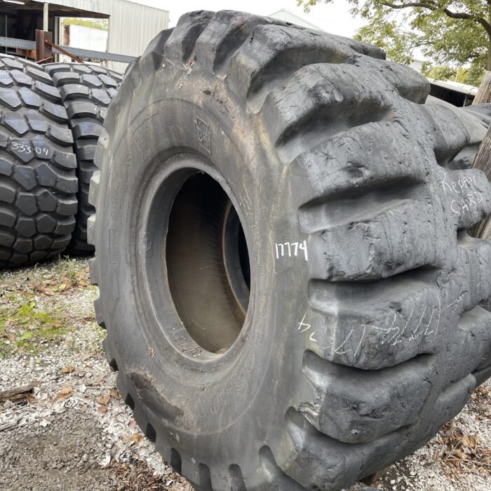 <font color='#da2127' font size ='2'><b>33.25X35 Bridgestone OTR Tire L-5 DLUG 32-Ply </font></b><br><font size ='1' color='grey'>CONDITION: </font><font size ='2'>Used<br><font size ='1' color='grey'>TREAD DEPTH:</font><font size ='2'>  125/32nds<br><font size ='1' color='grey'>DETAILS:</font><font size ='2'> Clean, Sidwall Spots<br><font size ='1' color='grey'>REF #:</font><font size ='2'> G17774<br><font size ='1' color='grey'>LOCATION:</font><font size ='2'> St. Louis, MO