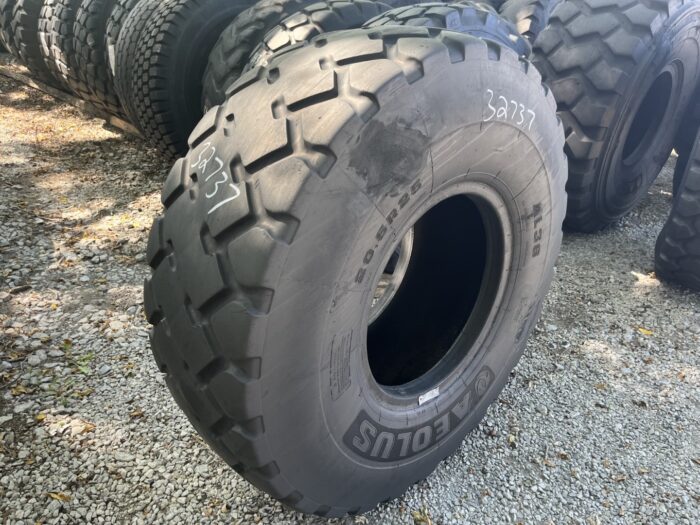 <font color='#da2127' font size ='2'><b>20.5R25 Aeolus OTR Tire E-3 L-3+ AL36 2-Star </font></b><br><font size ='1' color='grey'>CONDITION: </font><font size ='2'>Used<br><font size ='1' color='grey'>TREAD DEPTH:</font><font size ='2'>  18/32nds<br><font size ='1' color='grey'>DETAILS:</font><font size ='2'> Clean, Sidewall Spots, Liner Patch<br><font size ='1' color='grey'>REF #:</font><font size ='2'> G32737<br><font size ='1' color='grey'>LOCATION:</font><font size ='2'> St. Louis, MO