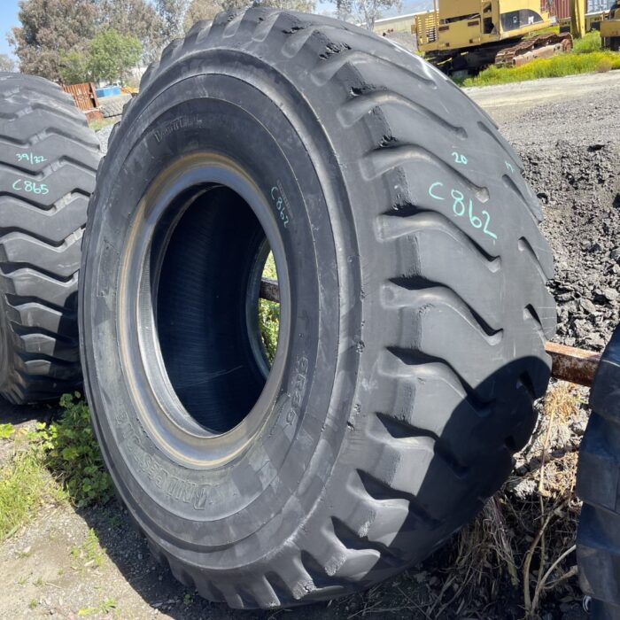 <font color='#da2127' font size ='2'><b>29.5R35 Bridgestone OTR Tire E-3 VRL 2-Star </font></b><br><font size ='1' color='grey'>CONDITION: </font><font size ='2'>Used<br><font size ='1' color='grey'>TREAD DEPTH:</font><font size ='2'>  18/32nds<br><font size ='1' color='grey'>DETAILS:</font><font size ='2'> Clean, Lower Tread<br><font size ='1' color='grey'>REF #:</font><font size ='2'> C862<br><font size ='1' color='grey'>LOCATION:</font><font size ='2'> Winchester, CA
