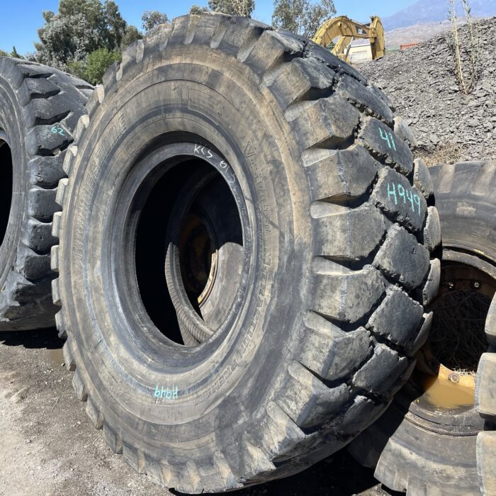 <font color='#da2127' font size ='2'><b>24.00R35 Bridgestone OTR Tire E-4 VMTP 2-Star </font></b><br><font size ='1' color='grey'>CONDITION: </font><font size ='2'>Used<br><font size ='1' color='grey'>TREAD DEPTH:</font><font size ='2'>  41/32nds<br><font size ='1' color='grey'>DETAILS:</font><font size ='2'> Clean, Sidewall & Bead Spots<br><font size ='1' color='grey'>REF #:</font><font size ='2'> H949<br><font size ='1' color='grey'>LOCATION:</font><font size ='2'> Ashville, AL