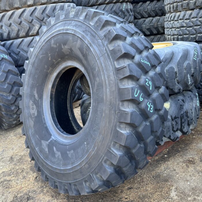 <font color='#da2127' font size ='2'><b>16.00R20 Michelin OTR Tire M-3 Off-Road XML Military  173/170G </font></b><br><font size ='1' color='grey'>CONDITION: </font><font size ='2'>Used<br><font size ='1' color='grey'>TREAD DEPTH:</font><font size ='2'>  29/32nds<br><font size ='1' color='grey'>DETAILS:</font><font size ='2'> Clean, 2009<br><font size ='1' color='grey'>REF #:</font><font size ='2'> U643<br><font size ='1' color='grey'>LOCATION:</font><font size ='2'> Fowler, CA