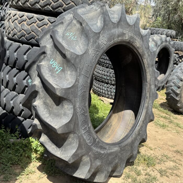 <font color='#da2127' font size ='2'><b>520/85R42 Goodyear OTR Tire R-2 Special Sure Grip 157A8 </font></b><br><font size ='1' color='grey'>CONDITION: </font><font size ='2'>Used<br><font size ='1' color='grey'>TREAD DEPTH:</font><font size ='2'>  57/32nds<br><font size ='1' color='grey'>DETAILS:</font><font size ='2'> Clean, Rough Bead, 20.8R42<br><font size ='1' color='grey'>REF #:</font><font size ='2'> U849<br><font size ='1' color='grey'>LOCATION:</font><font size ='2'> San Jacinto, CA