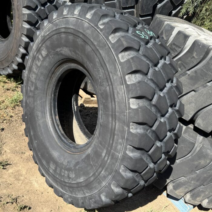 <font color='#da2127' font size ='2'><b>16.00R20 Michelin OTR Tire M-3 Off-Road XML Military  173/170G </font></b><br><font size ='1' color='grey'>CONDITION: </font><font size ='2'>Used<br><font size ='1' color='grey'>TREAD DEPTH:</font><font size ='2'>  26/32nds<br><font size ='1' color='grey'>DETAILS:</font><font size ='2'> Clean, 2013<br><font size ='1' color='grey'>REF #:</font><font size ='2'> U855<br><font size ='1' color='grey'>LOCATION:</font><font size ='2'> San Jacinto, CA