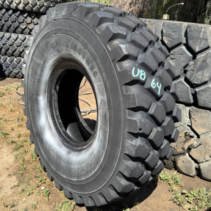 <font color='#da2127' font size ='2'><b>16.00R20 Michelin OTR Tire M-3 Off-Road XML Military  173/170G </font></b><br><font size ='1' color='grey'>CONDITION: </font><font size ='2'>Used<br><font size ='1' color='grey'>TREAD DEPTH:</font><font size ='2'>  31/32nds<br><font size ='1' color='grey'>DETAILS:</font><font size ='2'> Clean, 2014<br><font size ='1' color='grey'>REF #:</font><font size ='2'> U864<br><font size ='1' color='grey'>LOCATION:</font><font size ='2'> San Jacinto, CA