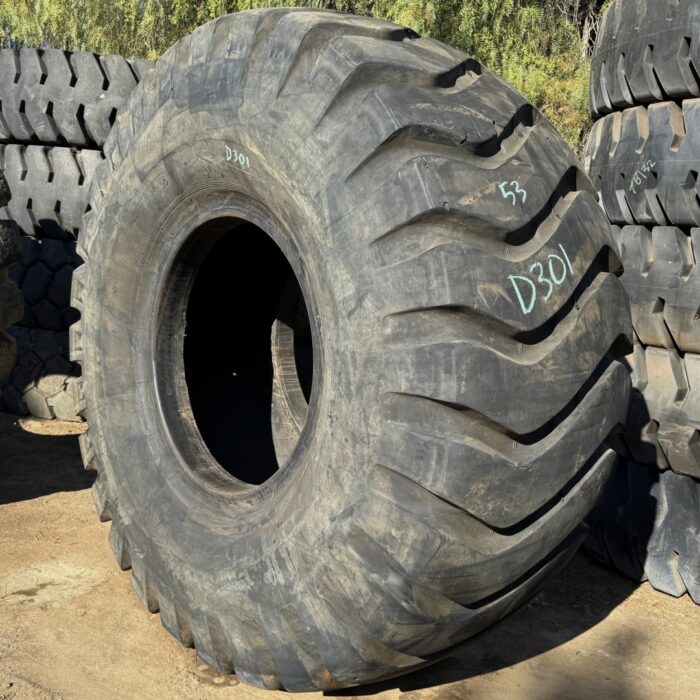 <font color='#da2127' font size ='2'><b>33.25X35 Yokohama OTR Tire E-3 L-3 G-3 IND-3 Y67 38-Ply </font></b><br><font size ='1' color='grey'>CONDITION: </font><font size ='2'>Used<br><font size ='1' color='grey'>TREAD DEPTH:</font><font size ='2'>  53/32nds<br><font size ='1' color='grey'>DETAILS:</font><font size ='2'> Clean<br><font size ='1' color='grey'>REF #:</font><font size ='2'> D301<br><font size ='1' color='grey'>LOCATION:</font><font size ='2'> San Jacinto, CA