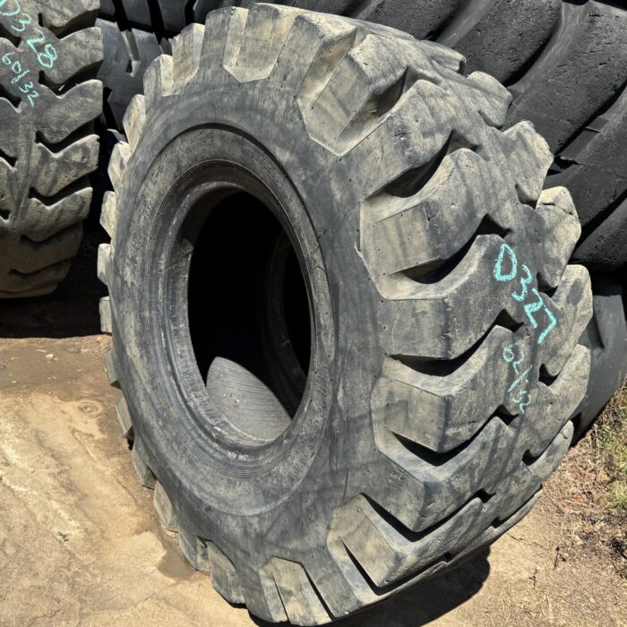 <font color='#da2127' font size ='2'><b>20.5X25 Firestone OTR Tire L-5 SDT LD Super Deep Tread  20-Ply </font></b><br><font size ='1' color='grey'>CONDITION: </font><font size ='2'>Used<br><font size ='1' color='grey'>TREAD DEPTH:</font><font size ='2'>  62/32nds<br><font size ='1' color='grey'>DETAILS:</font><font size ='2'> Clean, 2-Tread Patches<br><font size ='1' color='grey'>REF #:</font><font size ='2'> D327<br><font size ='1' color='grey'>LOCATION:</font><font size ='2'> San Jacinto, CA