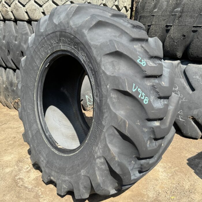 <font color='#da2127' font size ='2'><b>19.5L24 Firestone OTR Tire R-4 All Traction Utility ATU 12-Ply </font></b><br><font size ='1' color='grey'>CONDITION: </font><font size ='2'>Used<br><font size ='1' color='grey'>TREAD DEPTH:</font><font size ='2'>  28/32nds<br><font size ='1' color='grey'>DETAILS:</font><font size ='2'> Clean<br><font size ='1' color='grey'>REF #:</font><font size ='2'> U958<br><font size ='1' color='grey'>LOCATION:</font><font size ='2'> San Jacinto, CA