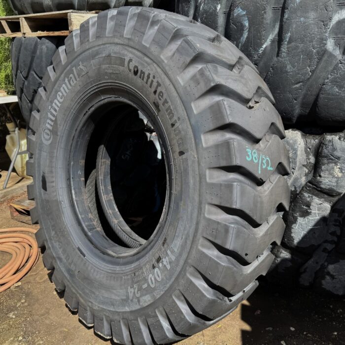 <font color='#da2127' font size ='2'><b>14.00X24 Continental OTR Tire E-3 IND-3 Crane Master 28-Ply </font></b><br><font size ='1' color='grey'>CONDITION: </font><font size ='2'>New<br><font size ='1' color='grey'>TREAD DEPTH:</font><font size ='2'>  38/32nds<br><font size ='1' color='grey'>DETAILS:</font><font size ='2'> Blemish, Sidewall Cut <br><font size ='1' color='grey'>REF #:</font><font size ='2'> W023<br><font size ='1' color='grey'>LOCATION:</font><font size ='2'> San Jacinto, CA
