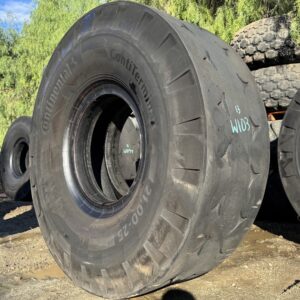 <font color='#da2127' font size ='2'><b>21.00X25 Continental OTR Tire IND-3 TerminalMaster V.ply 40-Ply </font></b><br><font size ='1' color='grey'>CONDITION: </font><font size ='2'>Used<br><font size ='1' color='grey'>TREAD DEPTH:</font><font size ='2'>  13/32nds<br><font size ='1' color='grey'>DETAILS:</font><font size ='2'> Clean<br><font size ='1' color='grey'>REF #:</font><font size ='2'> W103<br><font size ='1' color='grey'>LOCATION:</font><font size ='2'> San Jacinto, CA