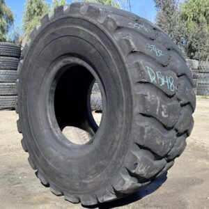 <font color='#da2127' font size ='2'><b>35/65R33 Bridgestone OTR Tire E-4 L-4 VSNTZ 2-Star </font></b><br><font size ='1' color='grey'>CONDITION: </font><font size ='2'>Used<br><font size ='1' color='grey'>TREAD DEPTH:</font><font size ='2'>  37/32nds<br><font size ='1' color='grey'>DETAILS:</font><font size ='2'> 1-Boot Section, Sidewall Spots, Shoulder Cracks on One Side, Mildly Weathered Tread<br><font size ='1' color='grey'>REF #:</font><font size ='2'> D548<br><font size ='1' color='grey'>LOCATION:</font><font size ='2'> San Jacinto, CA