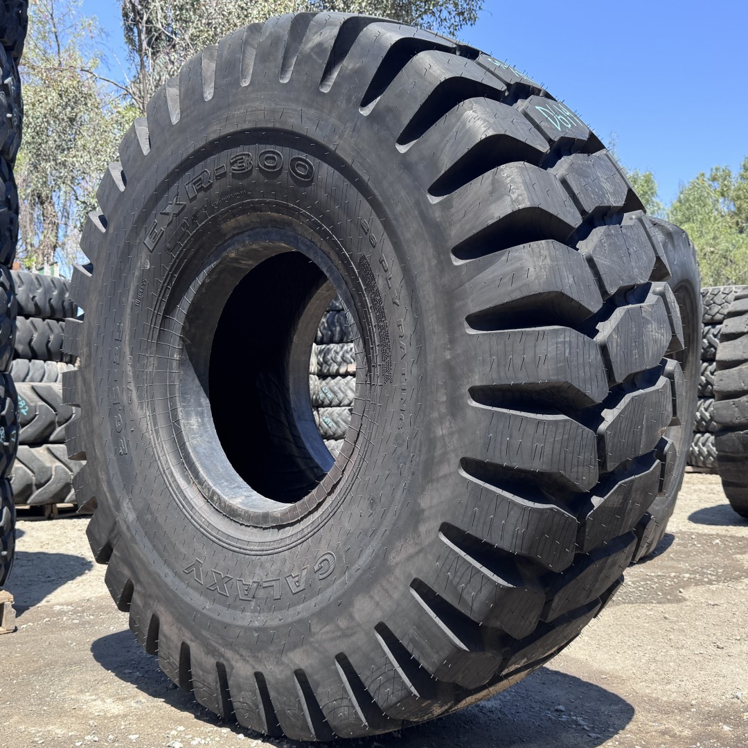 <font color='#da2127' font size ='2'><b>26.5X25 Galaxy OTR Tire E-3 L-3 EXR300 EXR-300 28-Ply </font></b><br><font size ='1' color='grey'>CONDITION: </font><font size ='2'>New<br><font size ='1' color='grey'>TREAD DEPTH:</font><font size ='2'> 50/32nds<br><font size ='1' color='grey'>DETAILS:</font><font size ='2'> Unused<br><font size ='1' color='grey'>REF #:</font><font size ='2'> D615<br><font size ='1' color='grey'>LOCATION:</font><font size ='2'> San Jacinto, CA