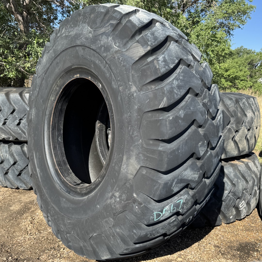 <font color='#da2127' font size ='2'><b>29.5X35 Firestone OTR Tire E-3 L-3 SRG Super Rock Grip 34-Ply </font></b><br><font size ='1' color='grey'>CONDITION: </font><font size ='2'>Used<br><font size ='1' color='grey'>TREAD DEPTH:</font><font size ='2'> 42/32nds<br><font size ='1' color='grey'>DETAILS:</font><font size ='2'> Clean<br><font size ='1' color='grey'>REF #:</font><font size ='2'> D567<br><font size ='1' color='grey'>LOCATION:</font><font size ='2'> Amarillo, TX