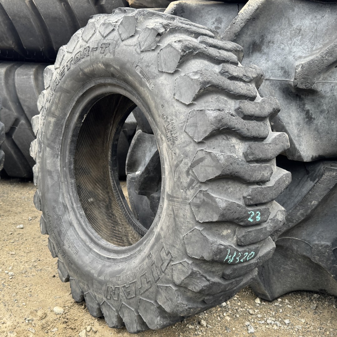<font color='#da2127' font size ='2'><b>12.5/80X18 Titan OTR Tire I-3 Contractor-T 10-Ply </font></b><br><font size ='1' color='grey'>CONDITION: </font><font size ='2'>Used<br><font size ='1' color='grey'>TREAD DEPTH:</font><font size ='2'> 23/32nds<br><font size ='1' color='grey'>DETAILS:</font><font size ='2'> Clean, Aged<br><font size ='1' color='grey'>REF #:</font><font size ='2'> W320<br><font size ='1' color='grey'>LOCATION:</font><font size ='2'> Menifee, CA