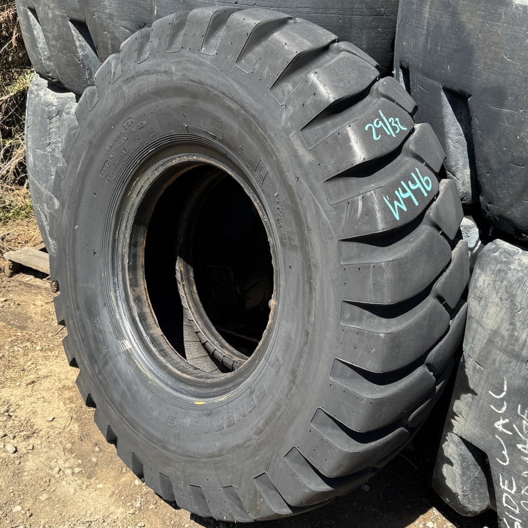 <font color='#da2127' font size ='2'><b>16.00X25 General OTR Tire E-3 L-3 NDLCM 28-Ply </font></b><br><font size ='1' color='grey'>CONDITION: </font><font size ='2'>Used<br><font size ='1' color='grey'>TREAD DEPTH:</font><font size ='2'> 29/32nds<br><font size ='1' color='grey'>DETAILS:</font><font size ='2'> Clean<br><font size ='1' color='grey'>REF #:</font><font size ='2'> W446<br><font size ='1' color='grey'>LOCATION:</font><font size ='2'> San Jacinto, CA