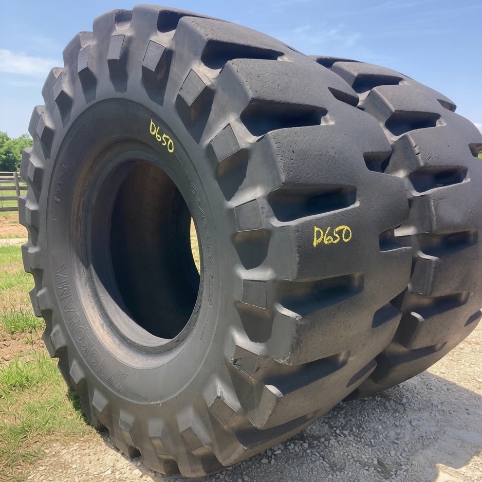 <font color='#da2127' font size ='2'><b>35/65X33 Yokohama OTR Tire L-5 Y524 Y-524 24-Ply </font></b><br><font size ='1' color='grey'>CONDITION: </font><font size ='2'>Used<br><font size ='1' color='grey'>TREAD DEPTH:</font><font size ='2'> 107/32nds<br><font size ='1' color='grey'>DETAILS:</font><font size ='2'> Clean<br><font size ='1' color='grey'>REF #:</font><font size ='2'> D650<br><font size ='1' color='grey'>LOCATION:</font><font size ='2'> Flatonia, TX
