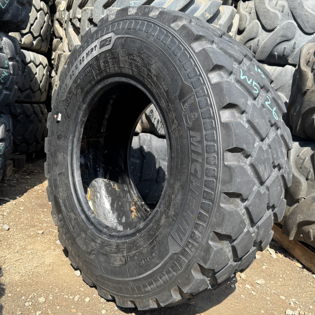 <font color='#da2127' font size ='2'><b>335/80R20 Michelin OTR Tire M-3 Off-Road X-Force ZL 150K </font></b><br><font size ='1' color='grey'>CONDITION: </font><font size ='2'>Used<br><font size ='1' color='grey'>TREAD DEPTH:</font><font size ='2'> 15/32nds<br><font size ='1' color='grey'>DETAILS:</font><font size ='2'> Clean, 2017, 12.5R20<br><font size ='1' color='grey'>REF #:</font><font size ='2'> W526<br><font size ='1' color='grey'>LOCATION:</font><font size ='2'> San Jacinto, CA
