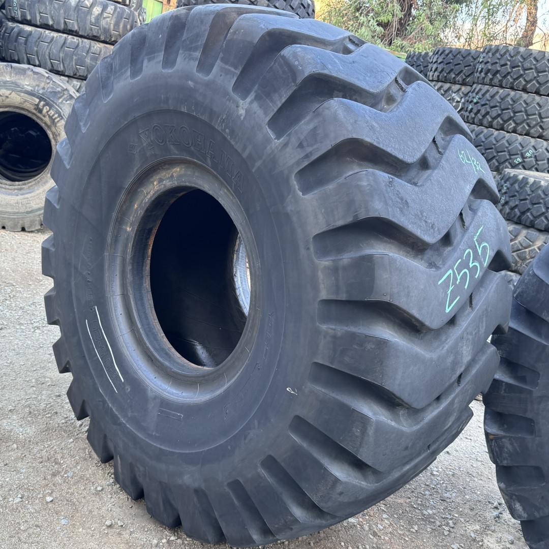 <font color='#da2127' font size ='2'><b>29.5X25 Yokohama OTR Tire E-3 L-3 G-3 IND-3 Y67 Y-67 28-Ply </font></b><br><font size ='1' color='grey'>CONDITION: </font><font size ='2'>Used-Low-Hour<br><font size ='1' color='grey'>TREAD DEPTH:</font><font size ='2'> 62/32nds<br><font size ='1' color='grey'>DETAILS:</font><font size ='2'> Clean<br><font size ='1' color='grey'>REF #:</font><font size ='2'> Z535<br><font size ='1' color='grey'>LOCATION:</font><font size ='2'> San Jacinto, CA