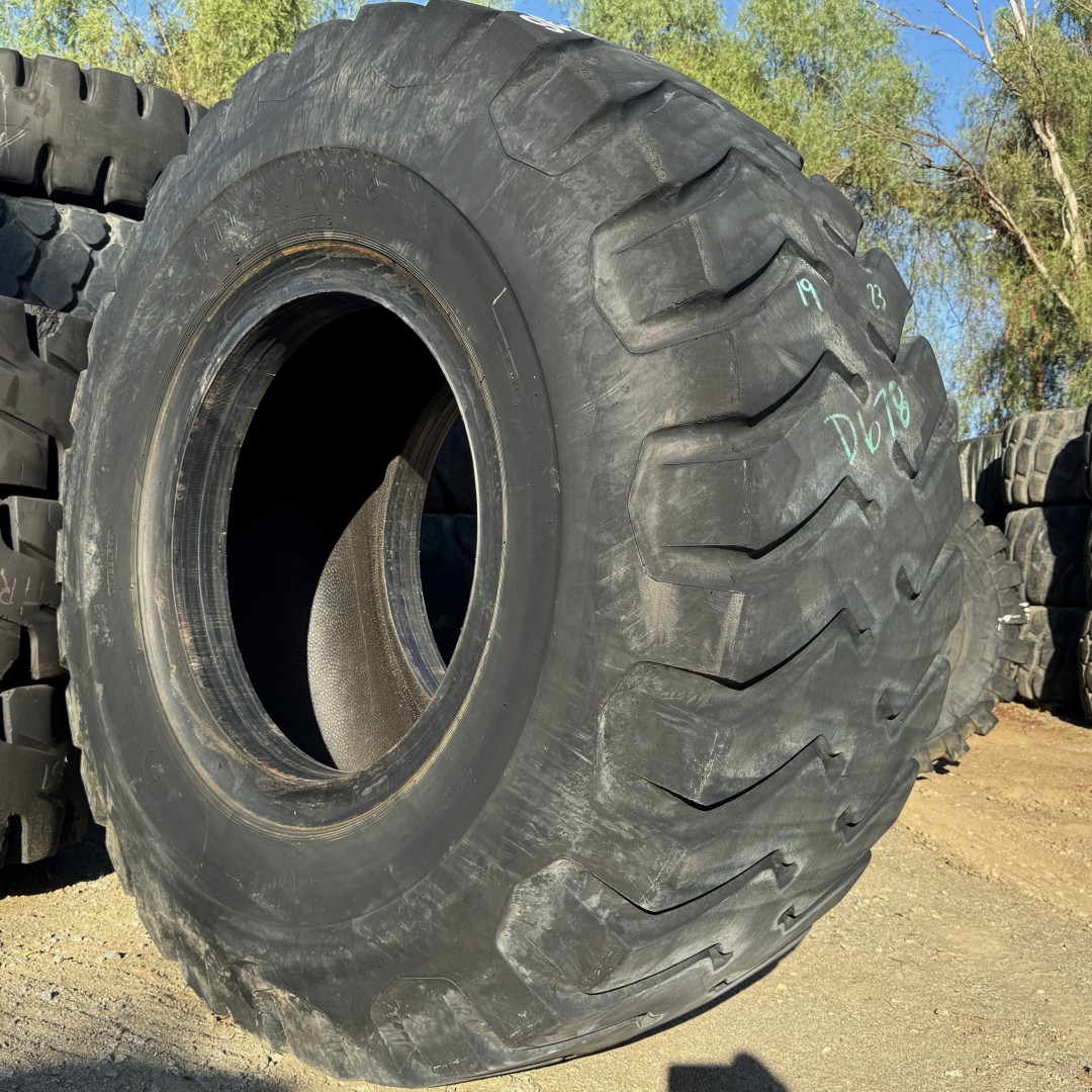<font color='#da2127' font size ='2'><b>29.5X35 Firestone OTR Tire E-3 L-3 SRG Super Rock Grip 34-Ply </font></b><br><font size ='1' color='grey'>CONDITION: </font><font size ='2'>Used<br><font size ='1' color='grey'>TREAD DEPTH:</font><font size ='2'> 21/32nds<br><font size ='1' color='grey'>DETAILS:</font><font size ='2'> Clean<br><font size ='1' color='grey'>REF #:</font><font size ='2'> D678<br><font size ='1' color='grey'>LOCATION:</font><font size ='2'> San Jacinto, CA
