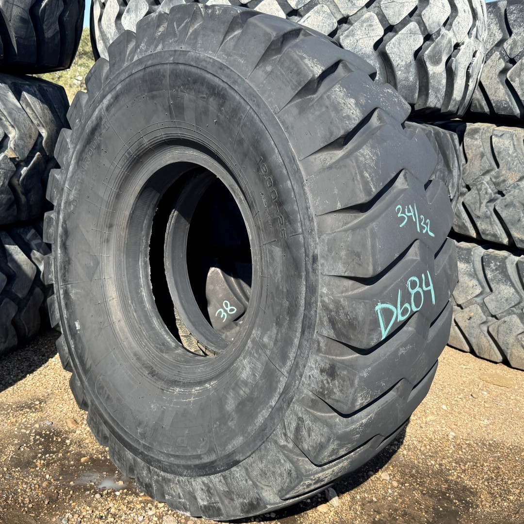 <font color='#da2127' font size ='2'><b>18.00X25 Prime-X OTR Tire E-3 L-3 Dirt N Rock 32-Ply </font></b><br><font size ='1' color='grey'>CONDITION: </font><font size ='2'>Used<br><font size ='1' color='grey'>TREAD DEPTH:</font><font size ='2'> 34/32nds<br><font size ='1' color='grey'>DETAILS:</font><font size ='2'> Clean<br><font size ='1' color='grey'>REF #:</font><font size ='2'> D684<br><font size ='1' color='grey'>LOCATION:</font><font size ='2'> Amarillo, TX