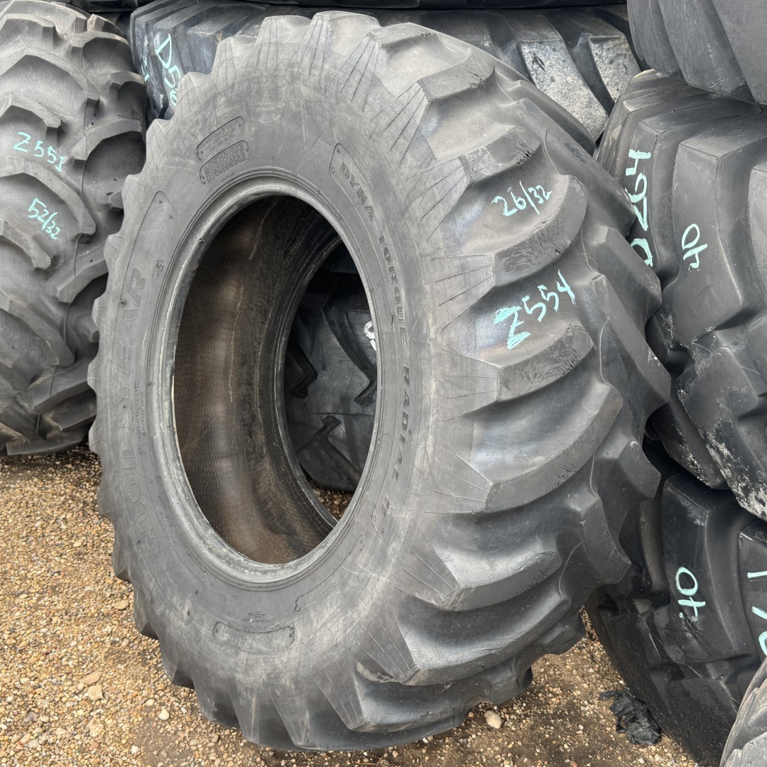<font color='#da2127' font size ='2'><b>18.4R30 Goodyear OTR Tire R-1 Dyna Torque II 143A8 </font></b><br><font size ='1' color='grey'>CONDITION: </font><font size ='2'>Used<br><font size ='1' color='grey'>TREAD DEPTH:</font><font size ='2'> 26/32nds<br><font size ='1' color='grey'>DETAILS:</font><font size ='2'> Clean<br><font size ='1' color='grey'>REF #:</font><font size ='2'> Z554<br><font size ='1' color='grey'>LOCATION:</font><font size ='2'> Amarillo, TX
