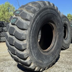 <font color='#da2127' font size ='2'><b>23.5R25 Bridgestone OTR Tire E-3 L-3 VLT 2-Star </font></b><br><font size ='1' color='grey'>CONDITION: </font><font size ='2'>Used<br><font size ='1' color='grey'>TREAD DEPTH:</font><font size ='2'>  41/32nds<br><font size ='1' color='grey'>DETAILS:</font><font size ='2'> 1-Shoulder Section, 1-Shoulder Spot<br><font size ='1' color='grey'>REF #:</font><font size ='2'> D737<br><font size ='1' color='grey'>LOCATION:</font><font size ='2'> San Jacinto, CA