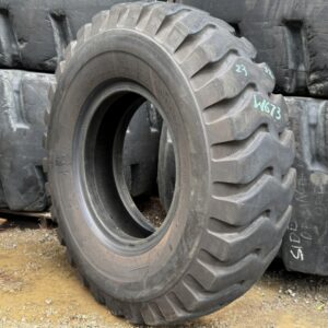 <font color='#da2127' font size ='2'><b>14.00X24 Bridgestone OTR Tire E-4 R-Lug RLug 28-Ply </font></b><br><font size ='1' color='grey'>CONDITION: </font><font size ='2'>Used<br><font size ='1' color='grey'>TREAD DEPTH:</font><font size ='2'>  28/32nds<br><font size ='1' color='grey'>DETAILS:</font><font size ='2'> Clean, Uneven Wear<br><font size ='1' color='grey'>REF #:</font><font size ='2'> W673<br><font size ='1' color='grey'>LOCATION:</font><font size ='2'> San Jacinto, CA