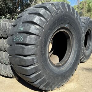 <font color='#da2127' font size ='2'><b>37.25X35 General OTR Tire E-3 SL100 SL 100 36-Ply </font></b><br><font size ='1' color='grey'>CONDITION: </font><font size ='2'>Used<br><font size ='1' color='grey'>TREAD DEPTH:</font><font size ='2'>  17/32nds<br><font size ='1' color='grey'>DETAILS:</font><font size ='2'> Shoulder Flex Cracks, 1-Tread Section Missing Spot, 1-Nail Patch "As Is"<br><font size ='1' color='grey'>REF #:</font><font size ='2'> Z633<br><font size ='1' color='grey'>LOCATION:</font><font size ='2'> San Jacinto, CA